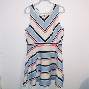 Xhilaration Dusty Blue White Coral Sleeveless A-line Dress, 2X
